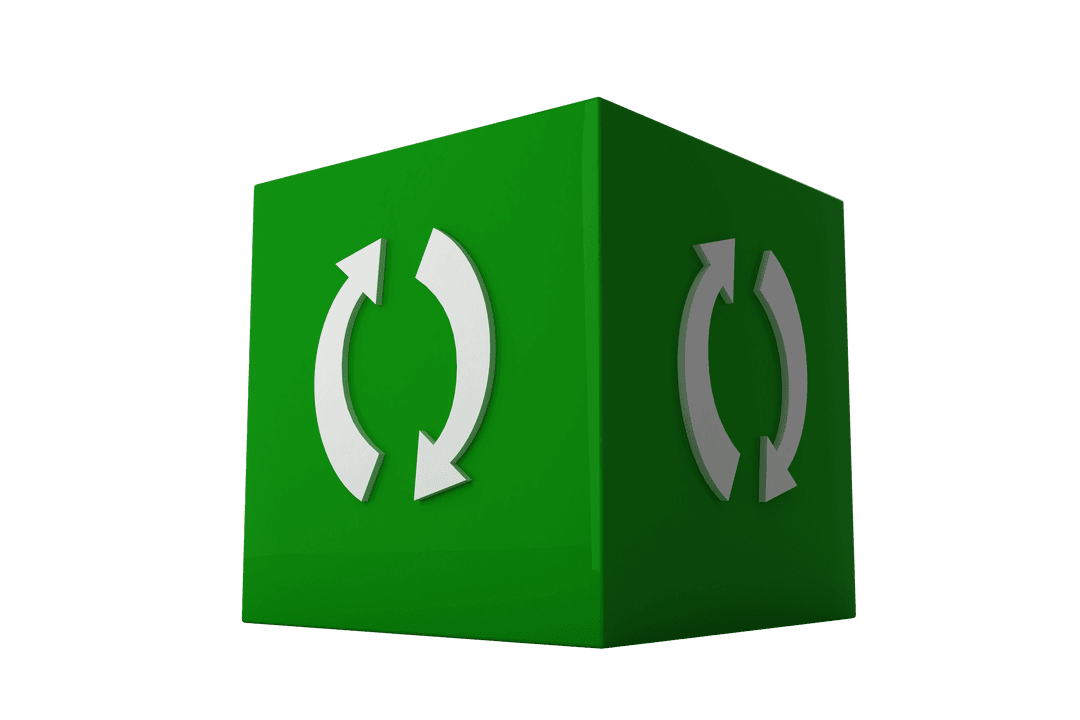 Green Transparent Cube with Refresh Icons