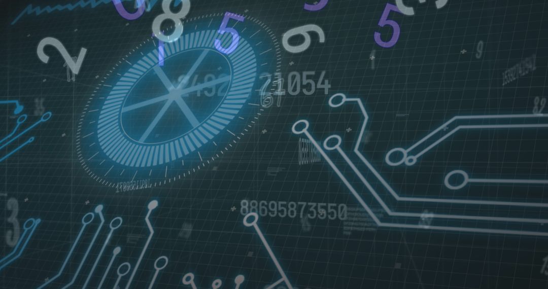 Digital Data Processing Interface Over Dark Background