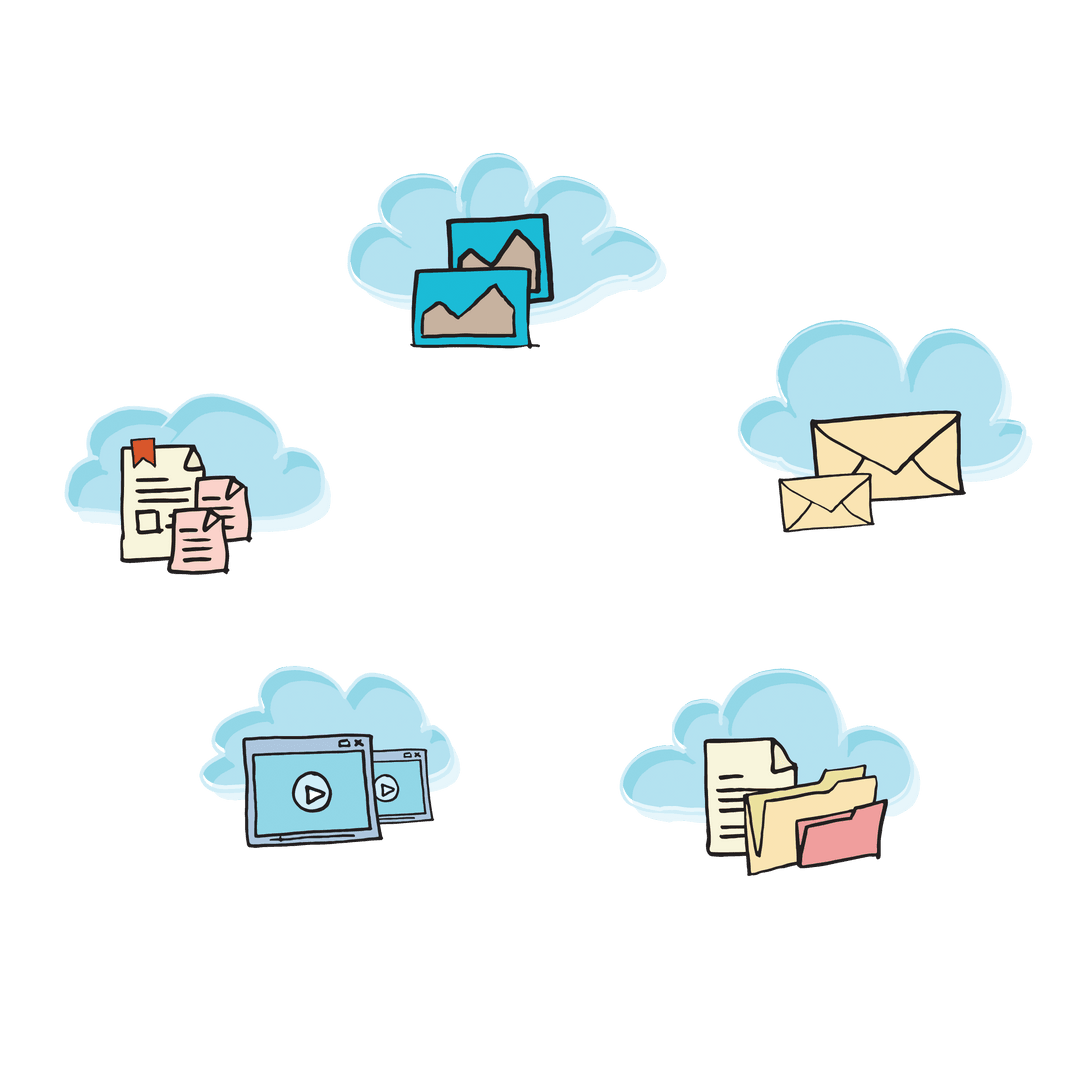 Transparent Cloud Network Communication Icons Vector Illustration