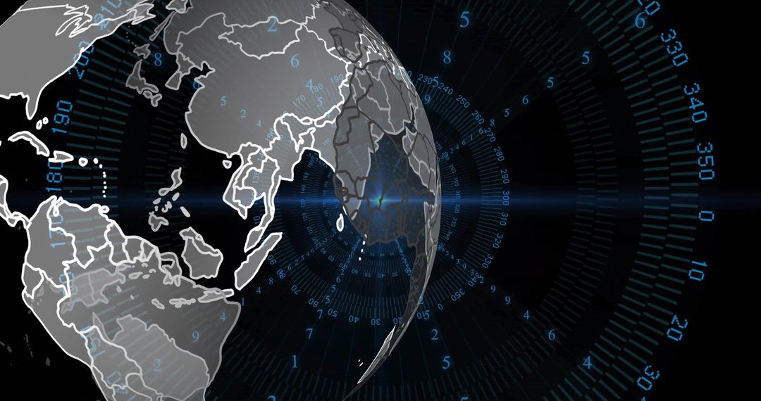 Futuristic Globe with Radial Data and Tech Interface