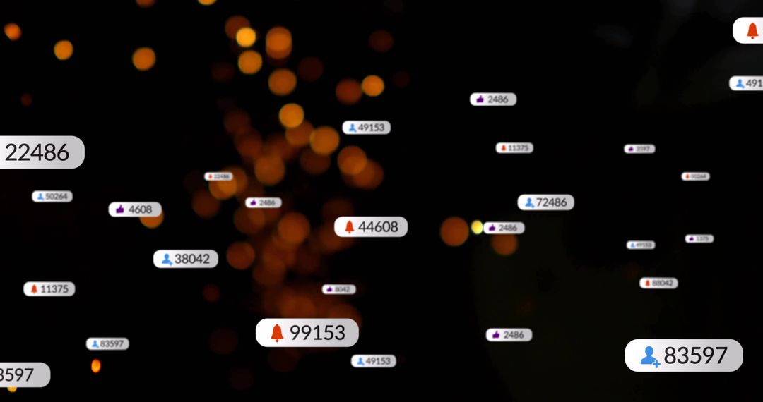 Floating Notification Icons Amidst Dark Orange Bokeh