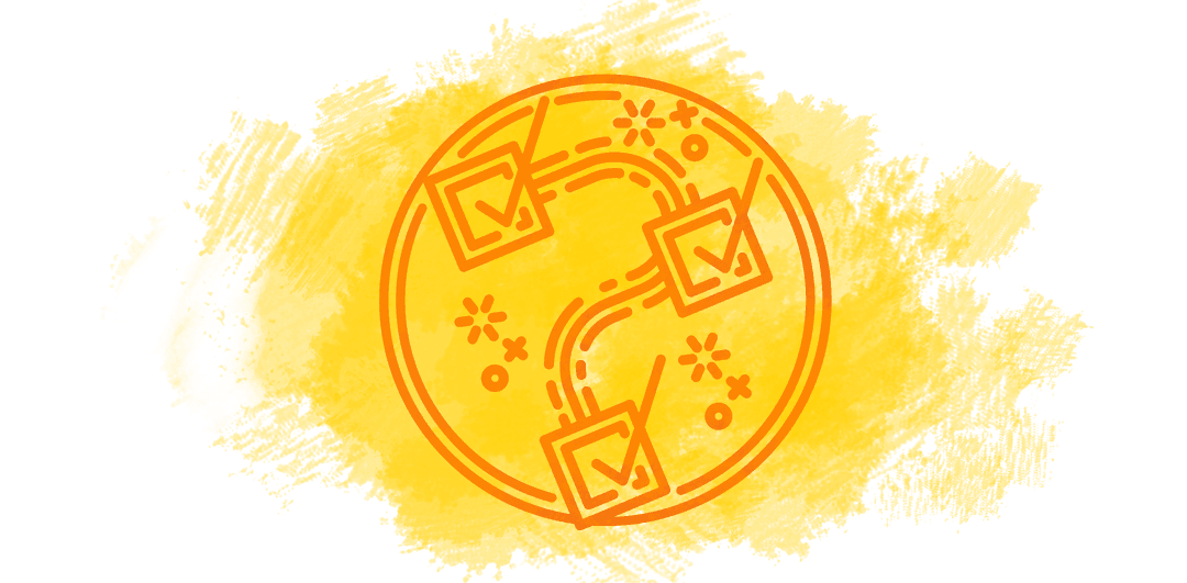 Creative Yellow Shapes with Floral Circular Pattern on Transparent Background