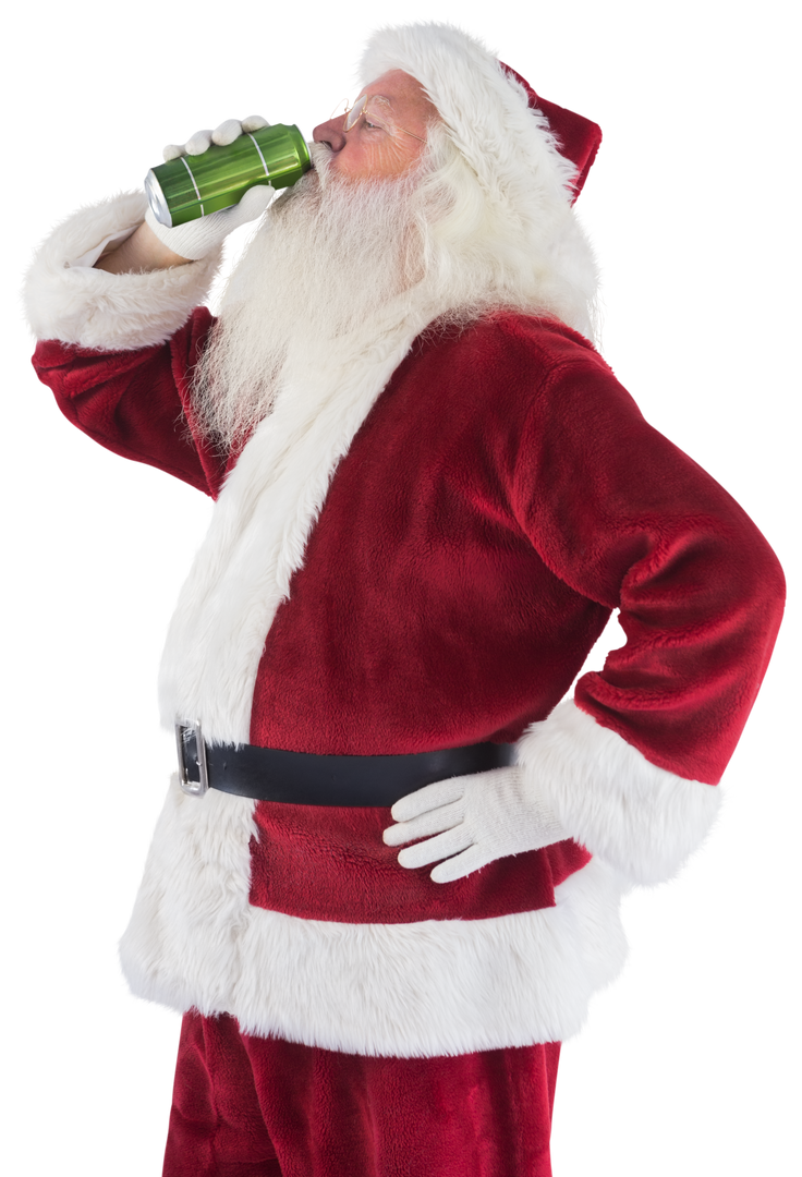 Santa Claus Impressively Drinks From Green Can Transparent PNG - Download Free Stock Images Pikwizard.com