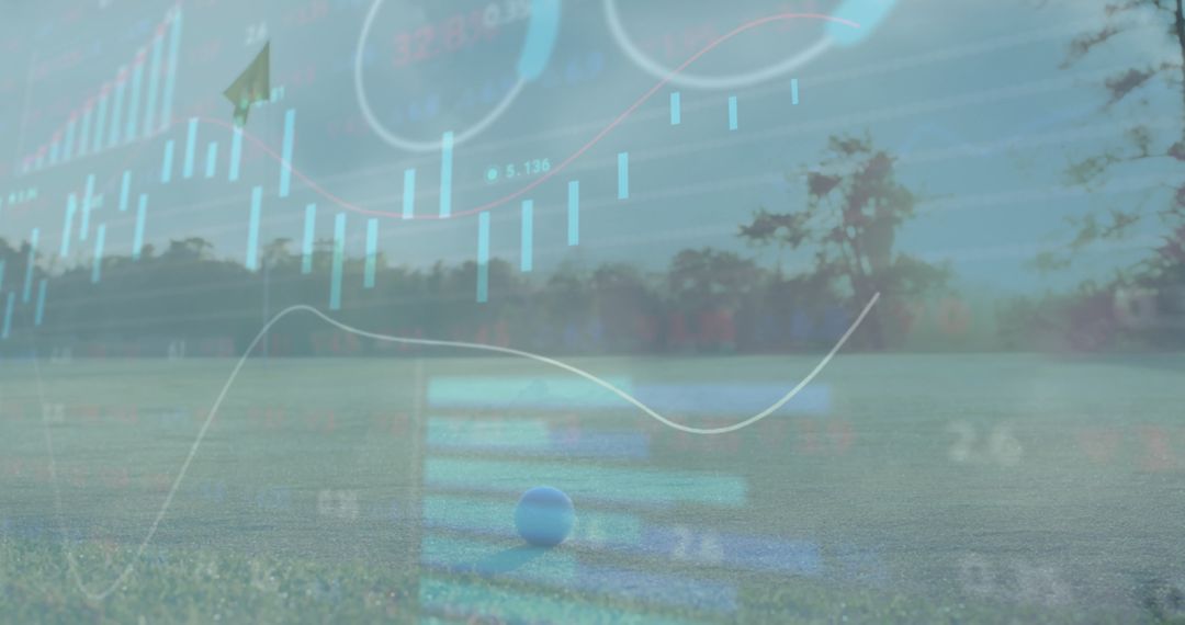Golf Ball on Green with Data Visualizations