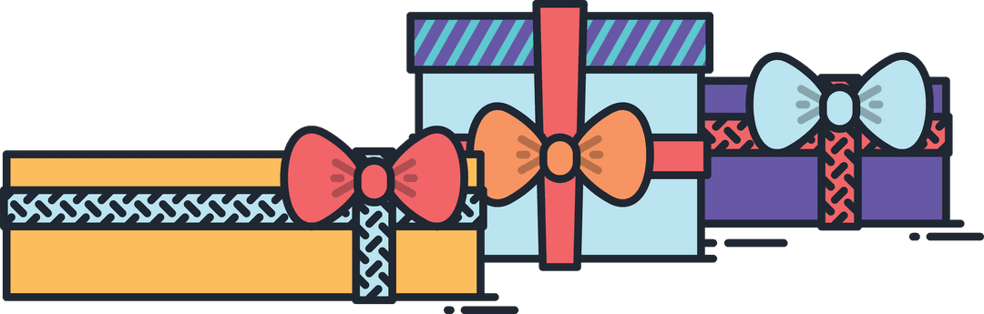 Colorful Transparent Gift Boxes with Bow Illustrations