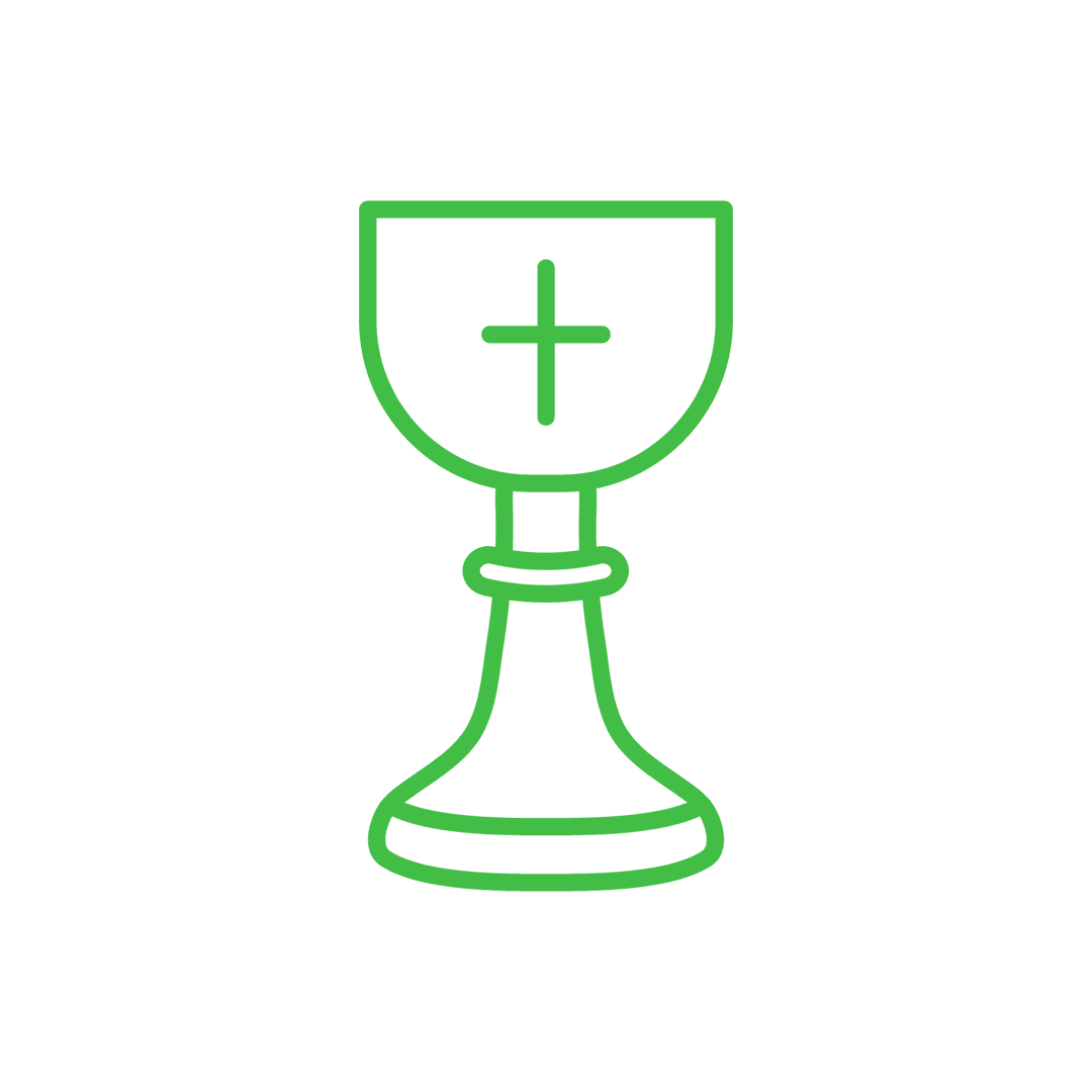 Green Outline of Church Chalice on Transparent Background