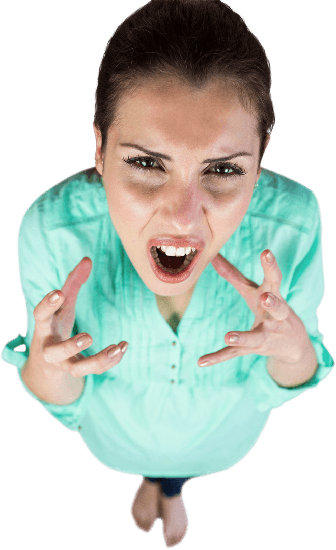 Transparent Background of Woman Screaming Expressive Emotion