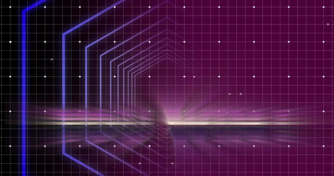 Futuristic Sci-Fi Start Screen with Neon Grid and Spacescape