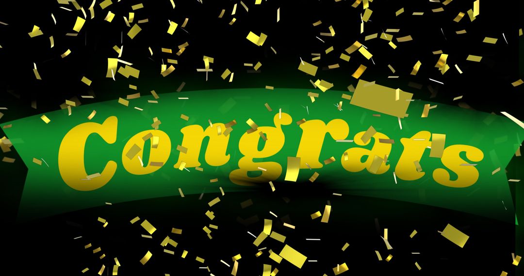 Congrats Text with Golden Confetti Celebration Background