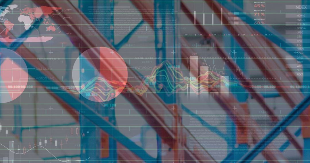 Data Visualization in Empty Warehouse Symbolizing Global Logistics