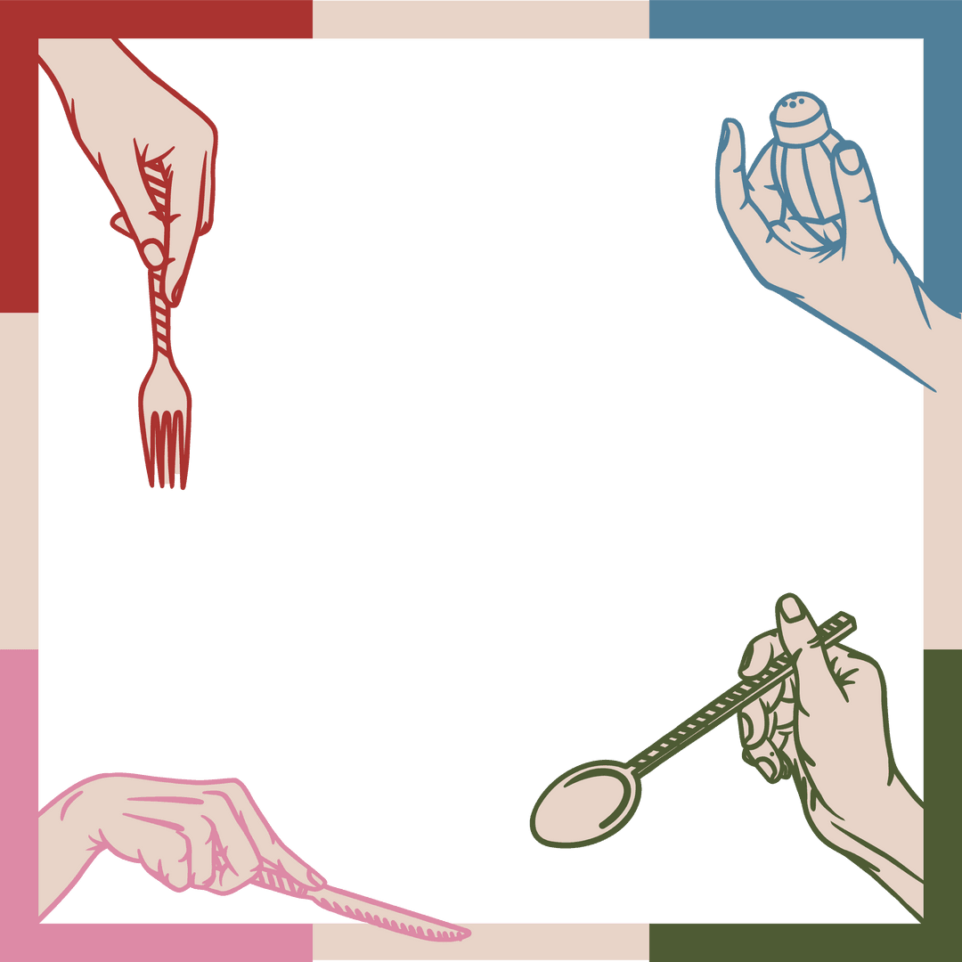 Colorful Transparent Vector of Hands Holding Dining Utensils