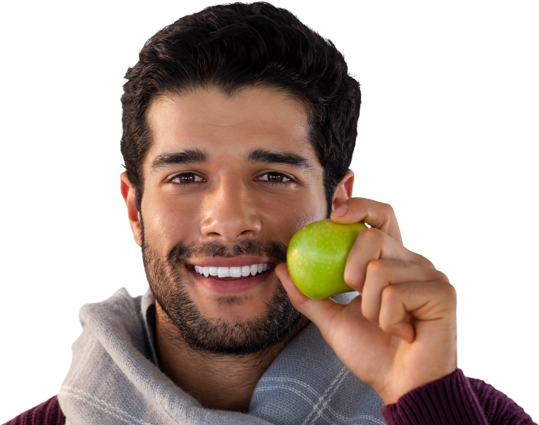 Smiling Man Holding Green Apple Happy Transparent Background - Download Free Stock Images Pikwizard.com