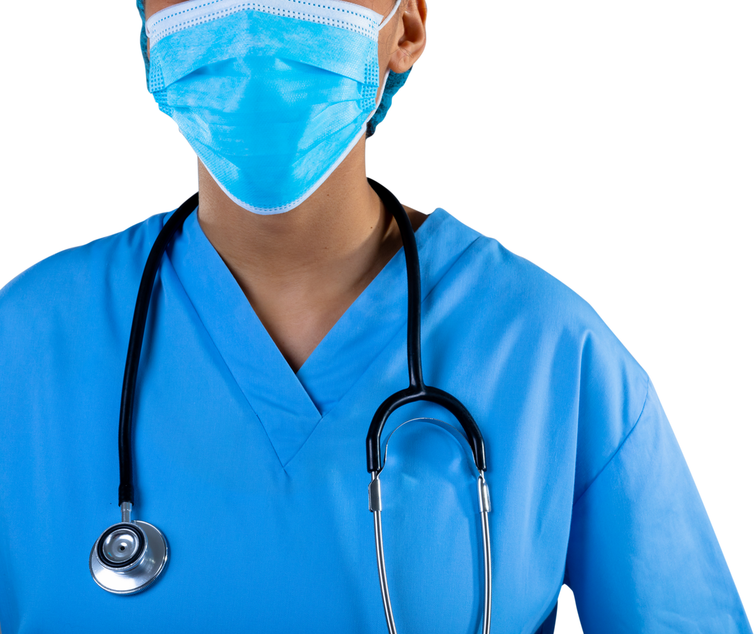 Transparent Background Mid Section Healthcare Worker Wearing Face Mask and Stethoscope - Download Free Stock Images Pikwizard.com