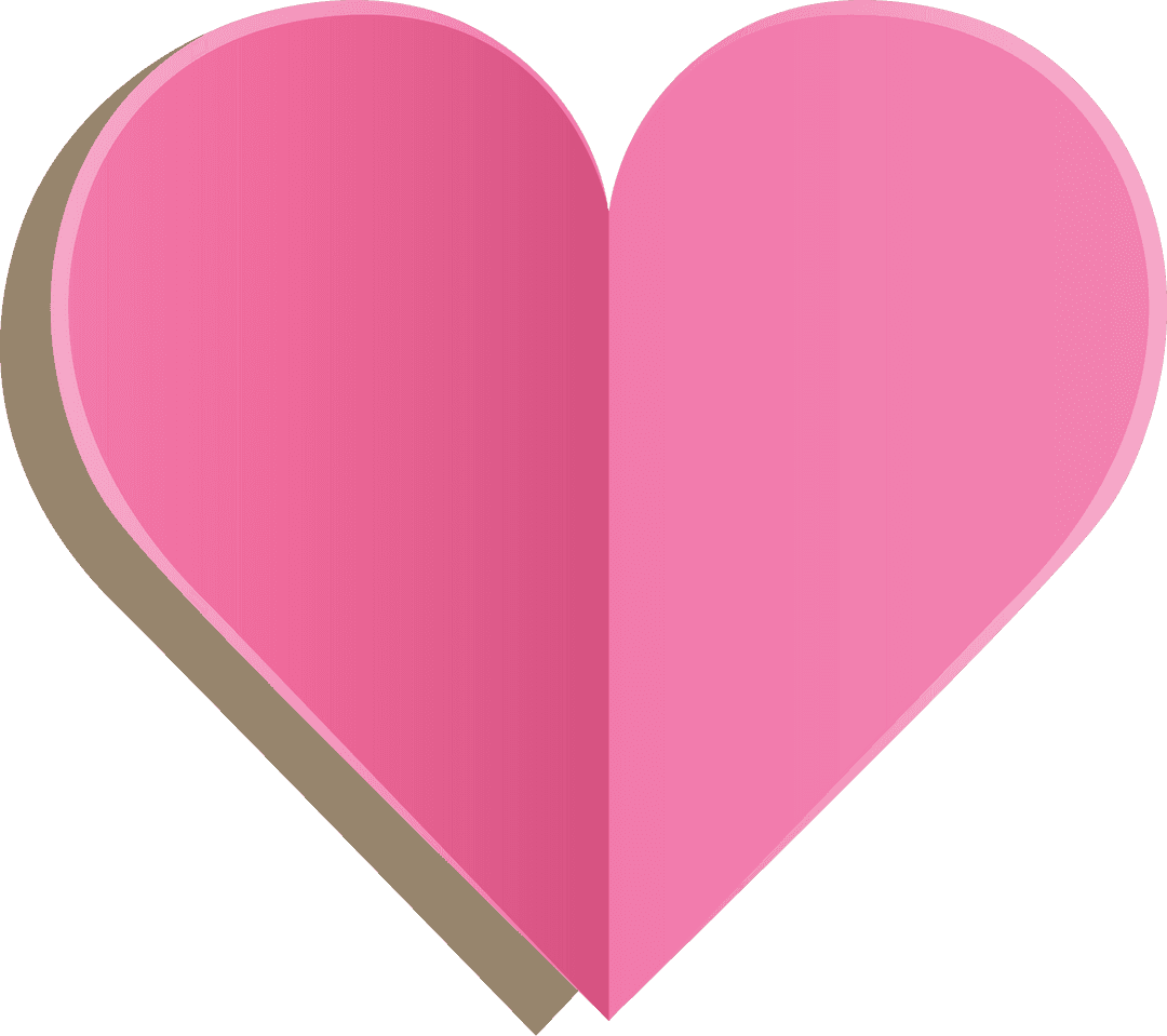 Pink Heart Shape Illustration on Transparent Background