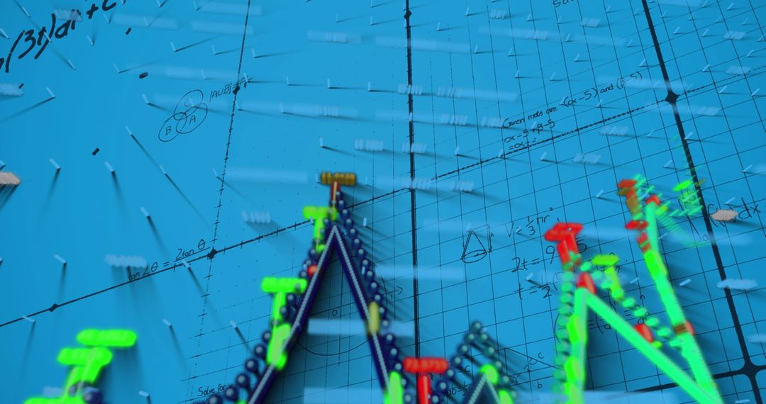 Digital Graphs and Mathematical Formulas on Blue Surface