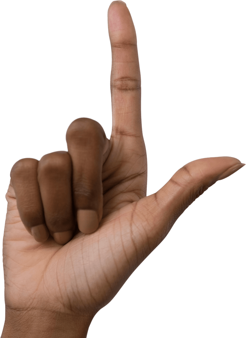 Transparent Close-Up of Hand Sign Language L Gesture