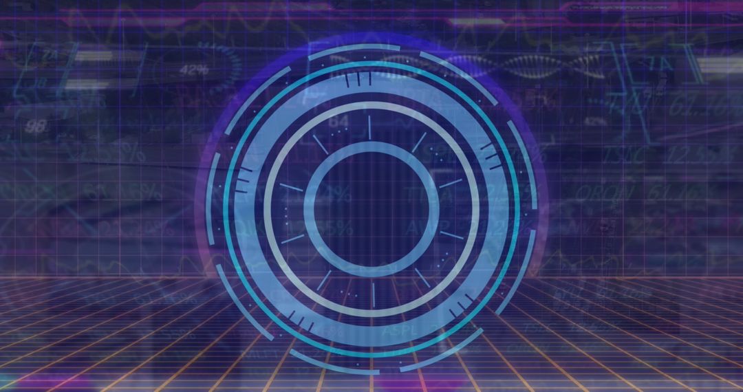 Futuristic Blue Circular Interface with Data Analytics Presentation
