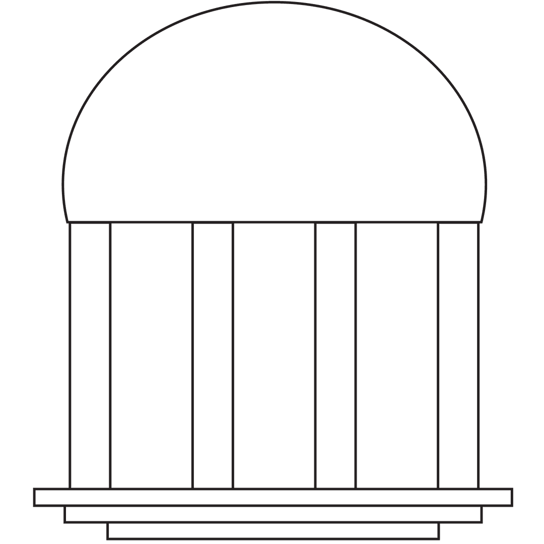 Transparent Monument Dome with Columns on Blank Background