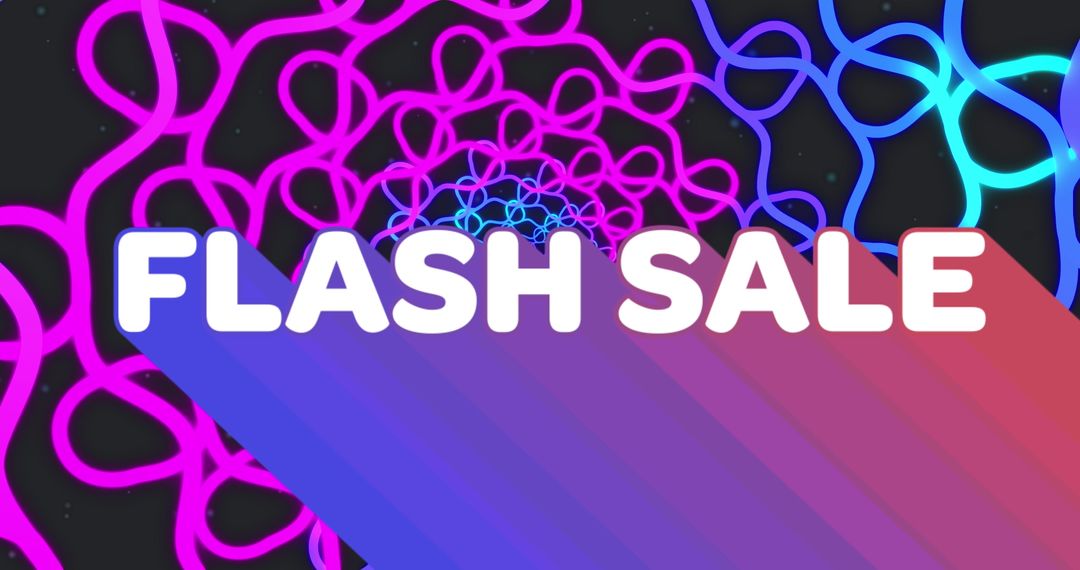 Vibrant Flash Sale Banner with Neon Text and Abstract Background