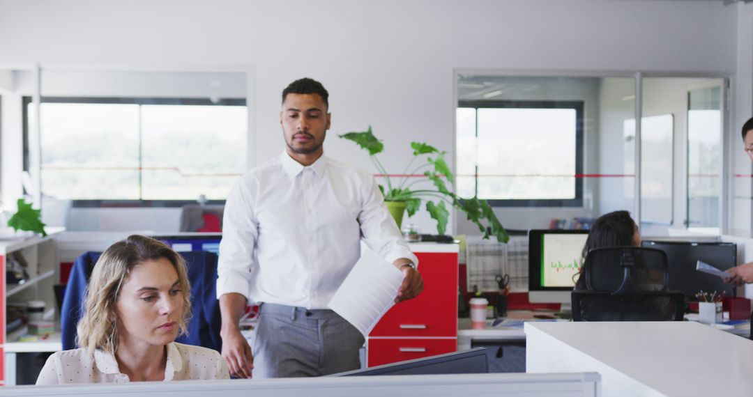 Team Collaborating in Modern Office Space