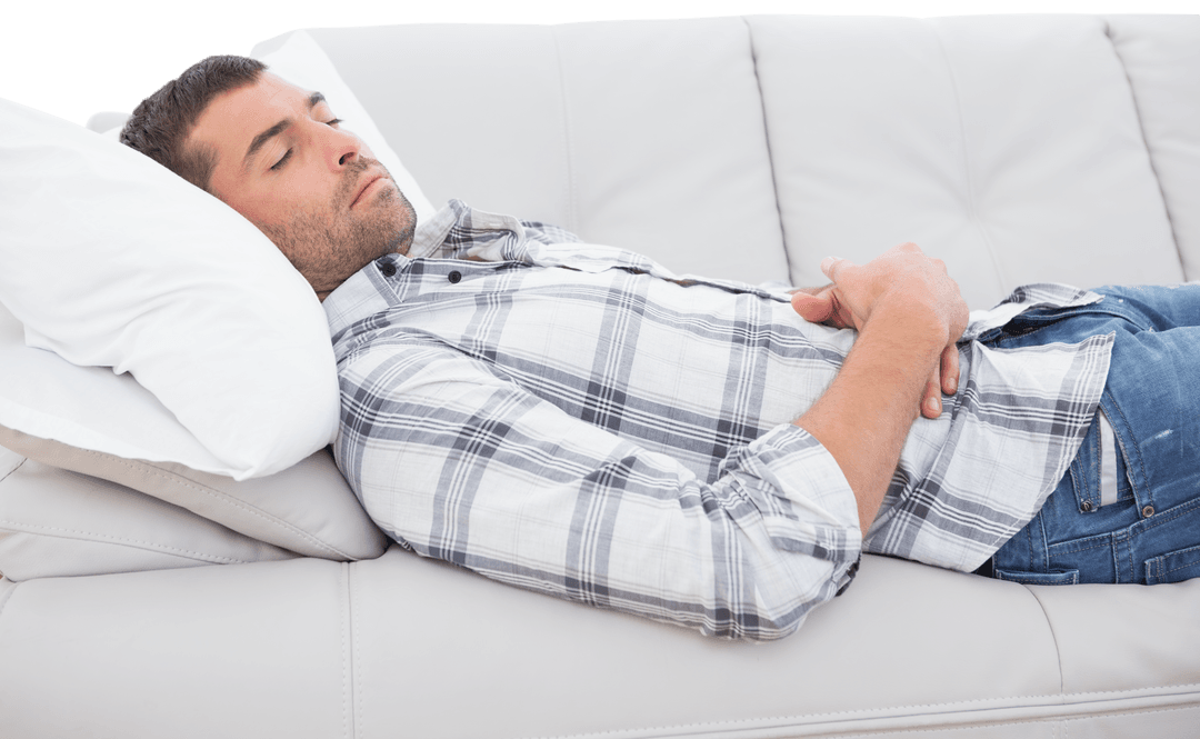 Transparent Background Man Sleeping on Couch Relaxing