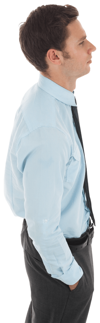 Side View of Serious Businessman in Transparent Background
