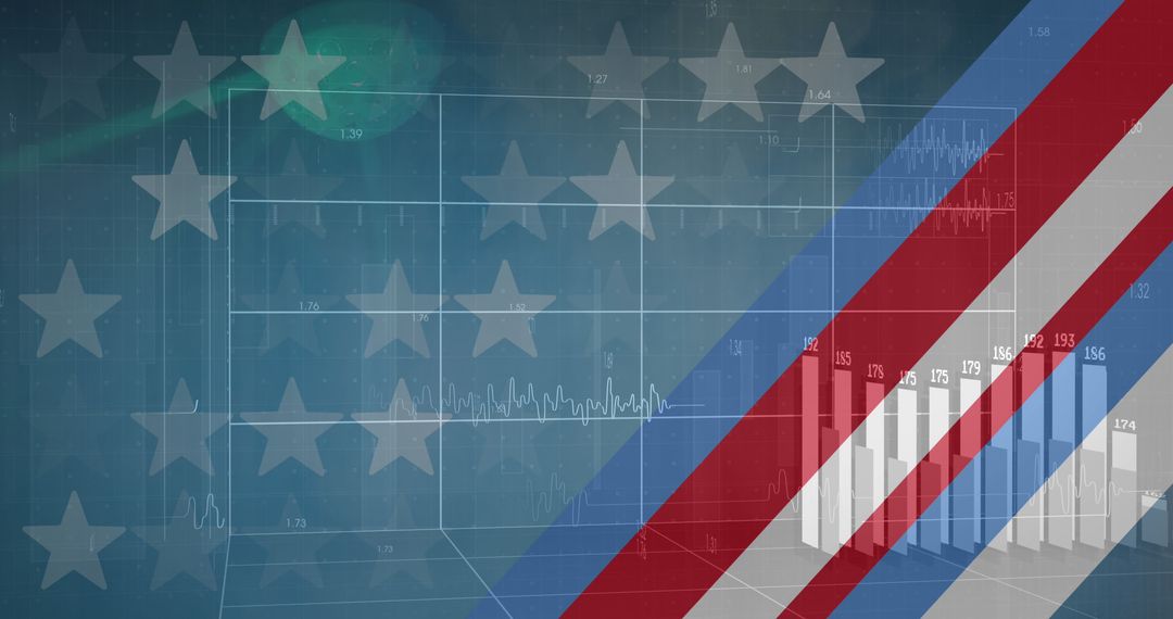 USA Flag Merging with Global Business Data Illustration