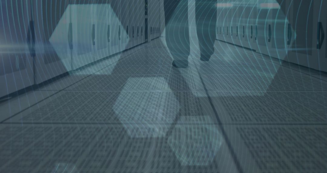 Digital Network Icons Overlaying Modern Data Center