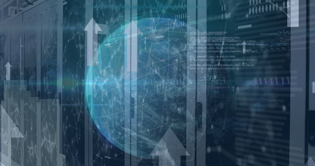 Digital Network with Growing Data Arrows and Global Connections