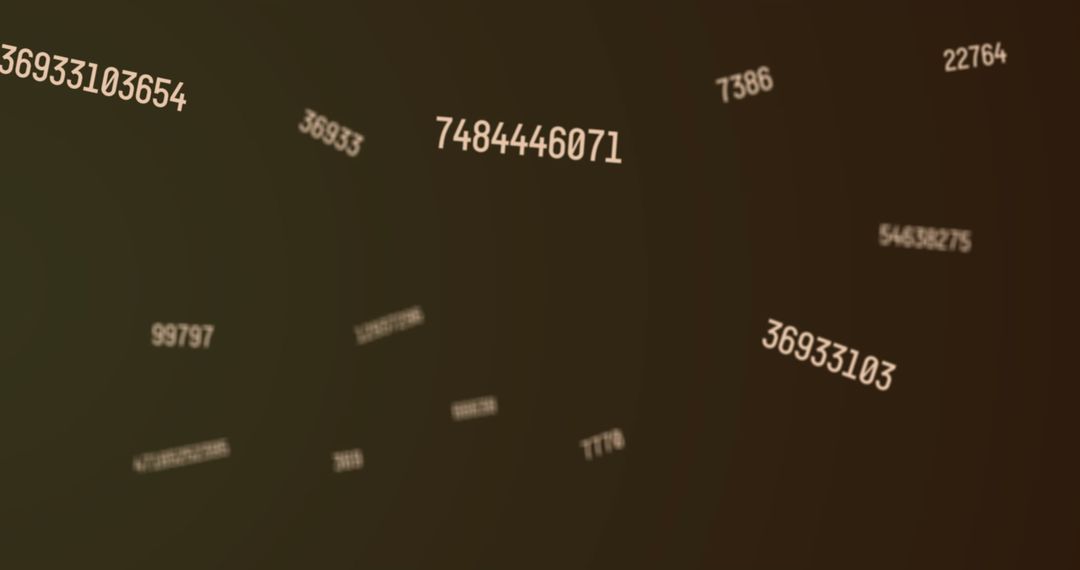 Flowing Numbers and Letters on Abstract Dark Background