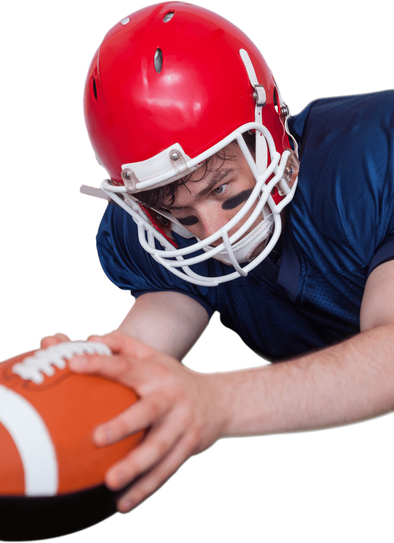 Transparent American Football Player Scoring Touchdown