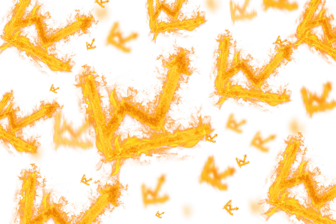 Burning Financial Charts Isolated on Transparent Background
