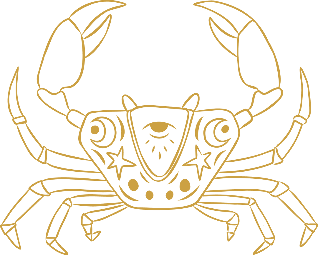 Yellow Crab Outline Digital Vector on Transparent Background