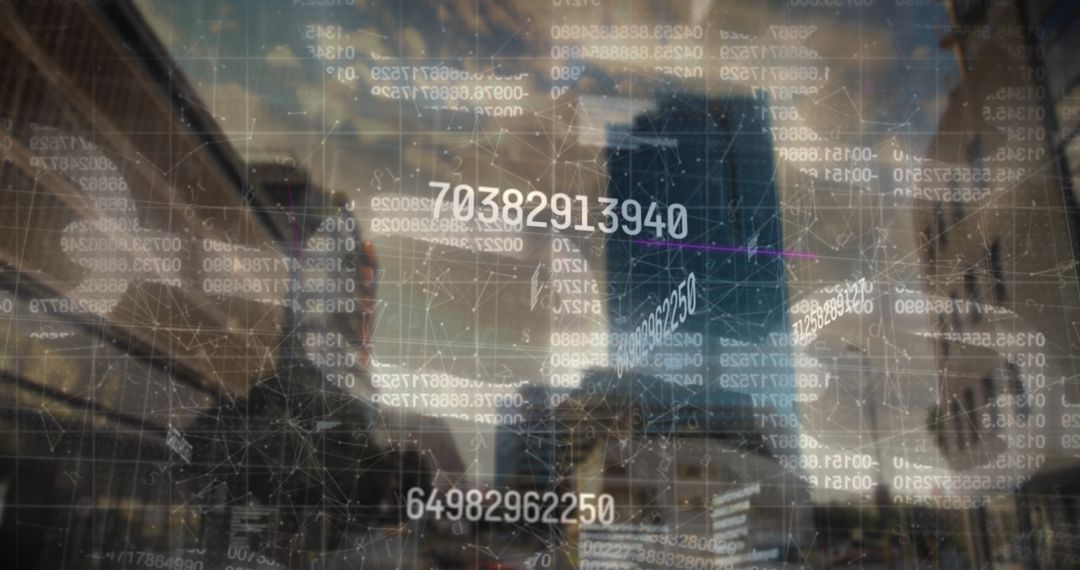 Cyber Security Digital Network Over Cityscape