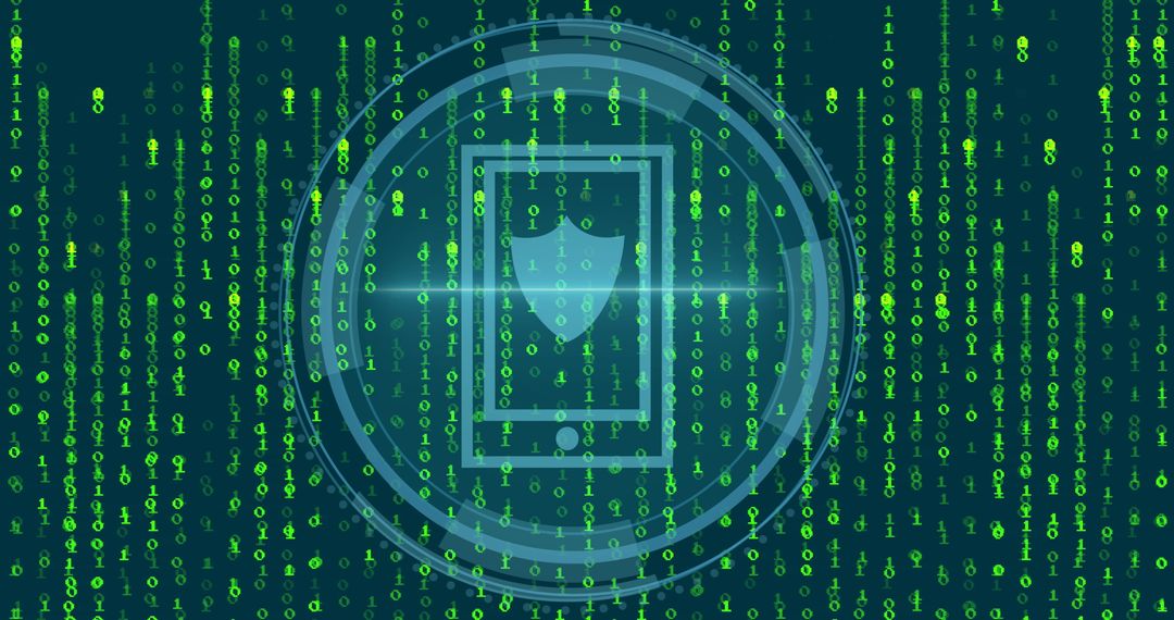 Smartphone Security Icon in Matrix Code Background