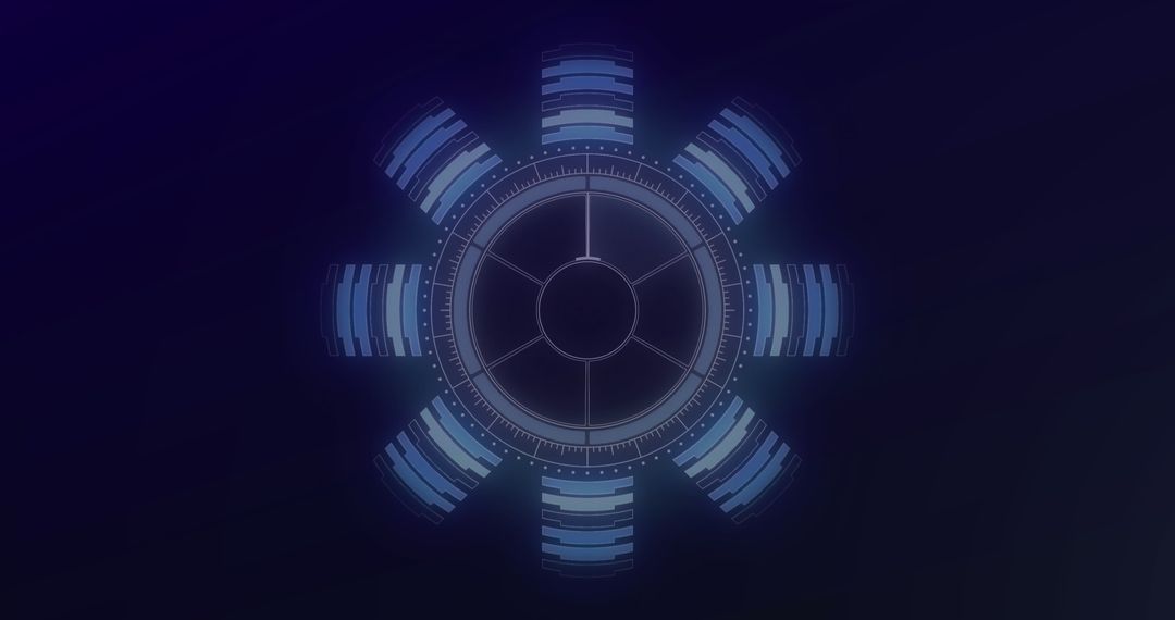 Futuristic Circular Digital Interface with Glowing Blue Elements