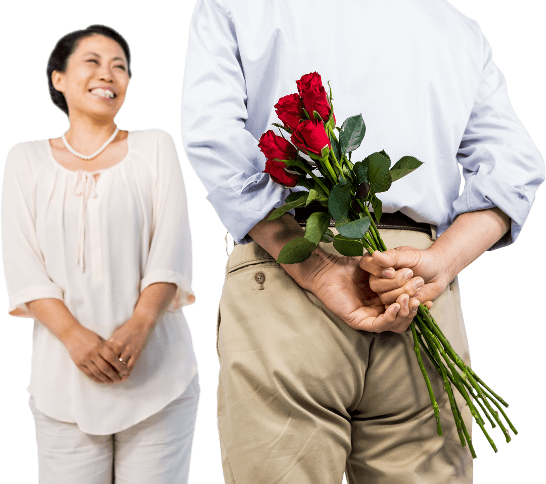 Man Surprise Gift Romantic Gesture Woman Transparent Background