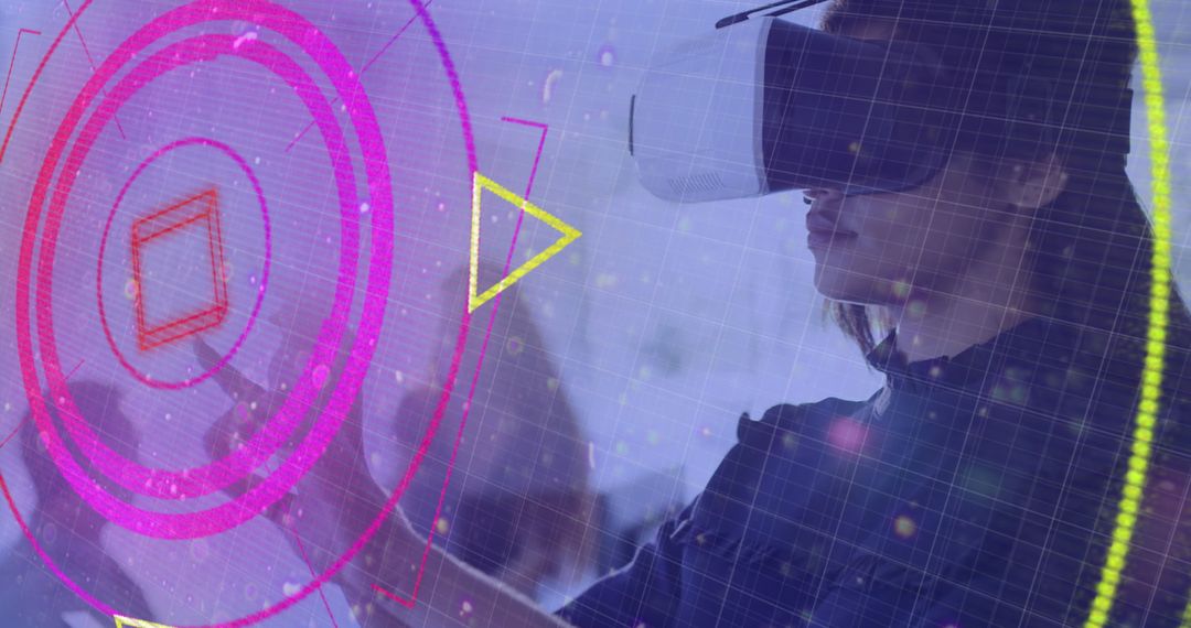 Woman Experiencing Virtual Reality Holographic Interface