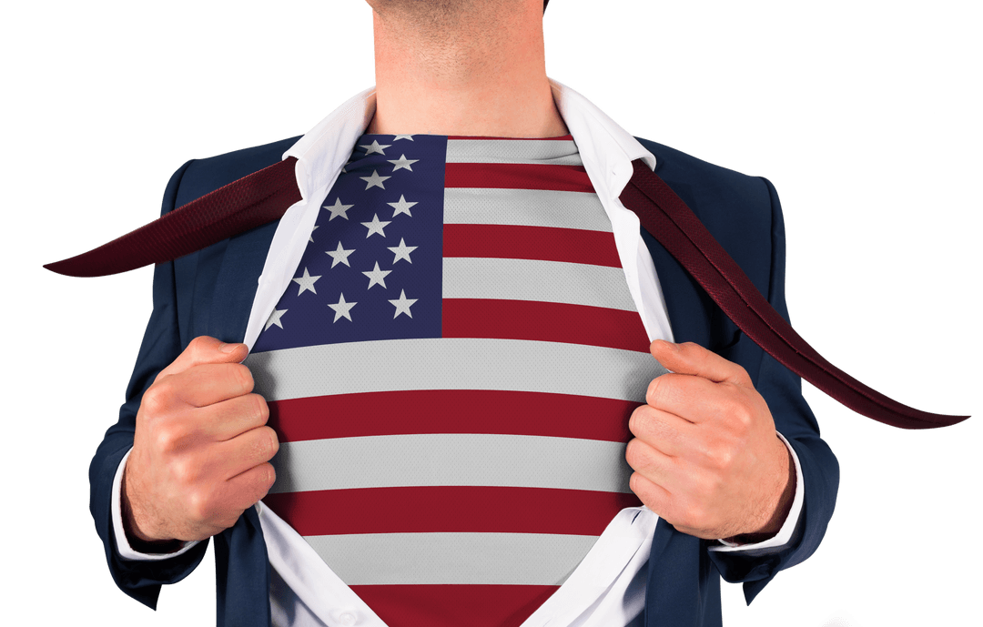 Businessman Revealing USA Flag Under Shirt, Transparent Background - Download Free Stock Images Pikwizard.com