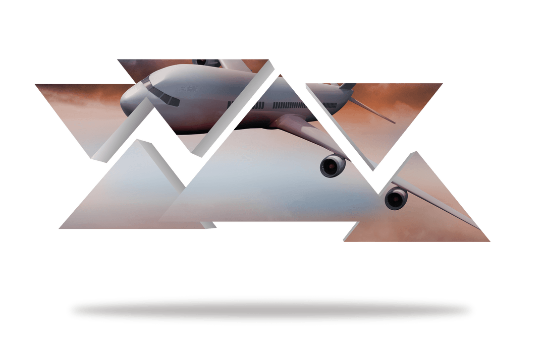 Abstract Transparent Plane Art Composition with Geometric Elements