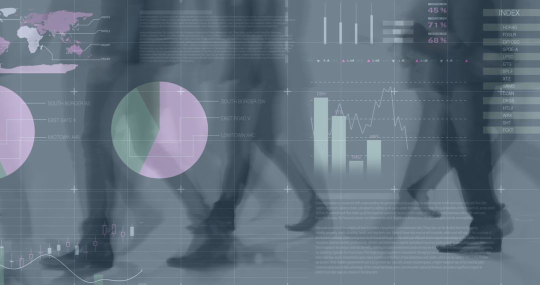 Abstract Financial Data Integration with People Walking