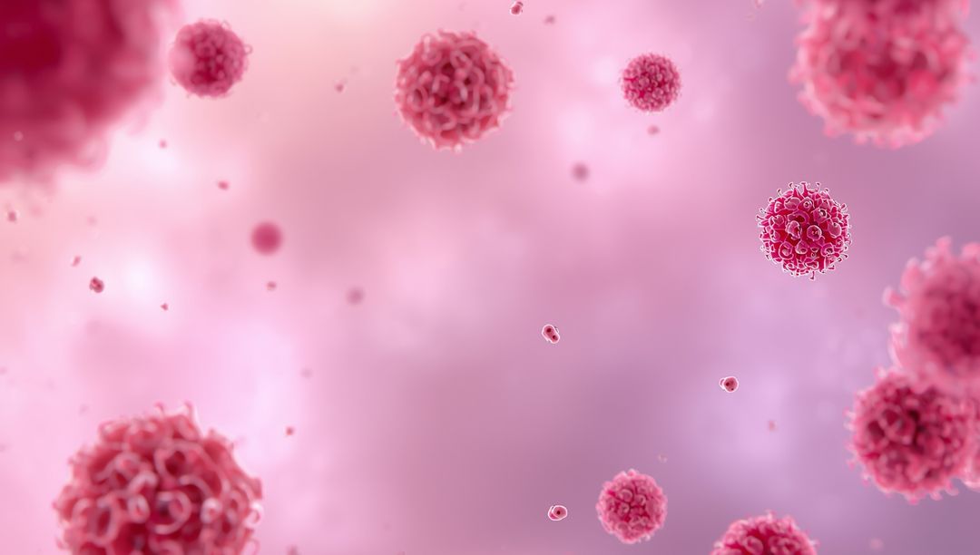 Microscopic View of Virus Spheres With Protein Spikes