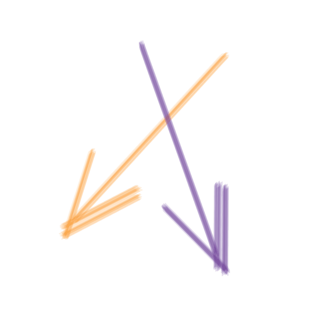 Transparent Vector Illustration of Colorful Arrows - Yellow and Purple Design
