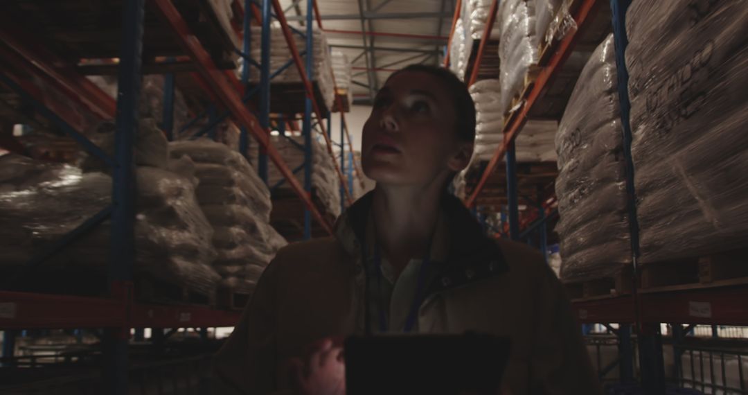 Warehouse worker with tablet inspecting inventory on shelves - Free Images, Stock Photos and Pictures on Pikwizard.com