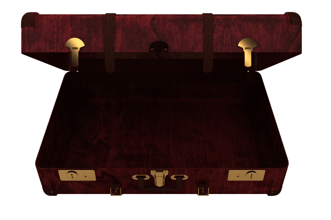 Open Brown Suitcase on Transparent Background