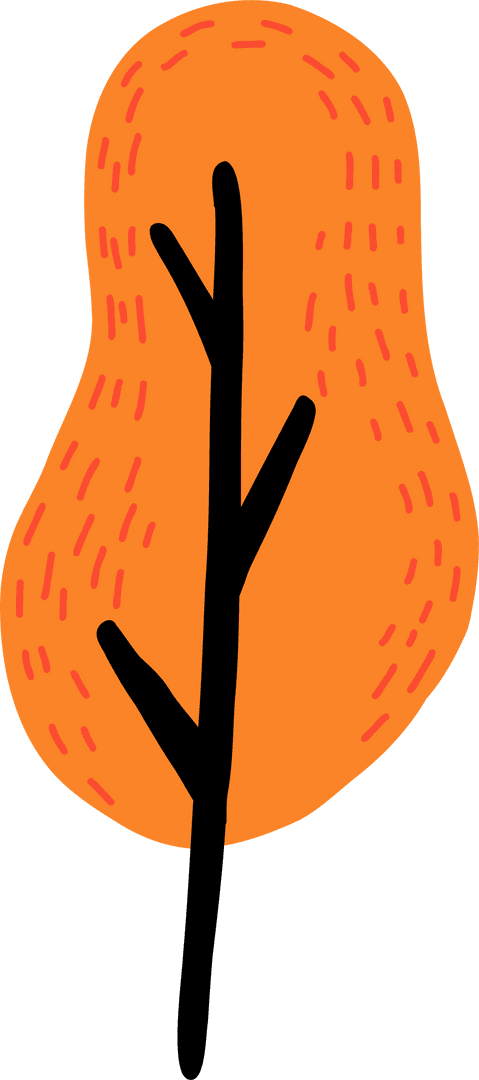 Organic Tree with Orange Canopy Illustration on Transparent Background