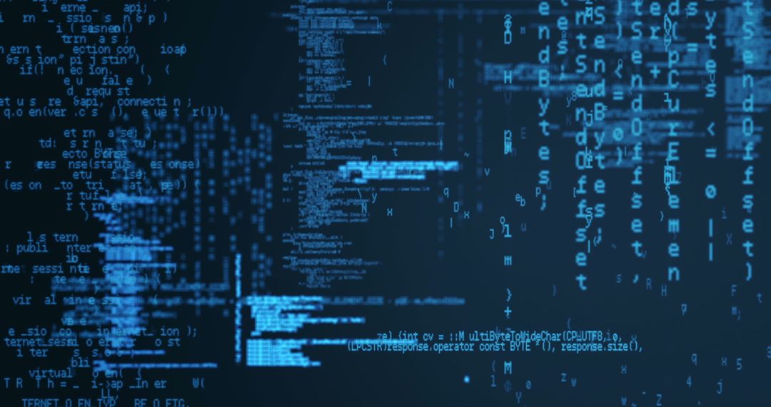 Digital Data Processing on Futuristic Blue Background