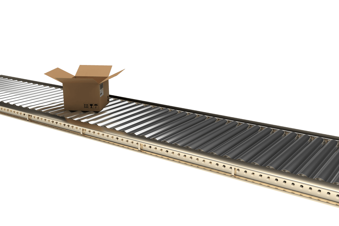 Transparent Background Open Box on Conveyor Belt Vector