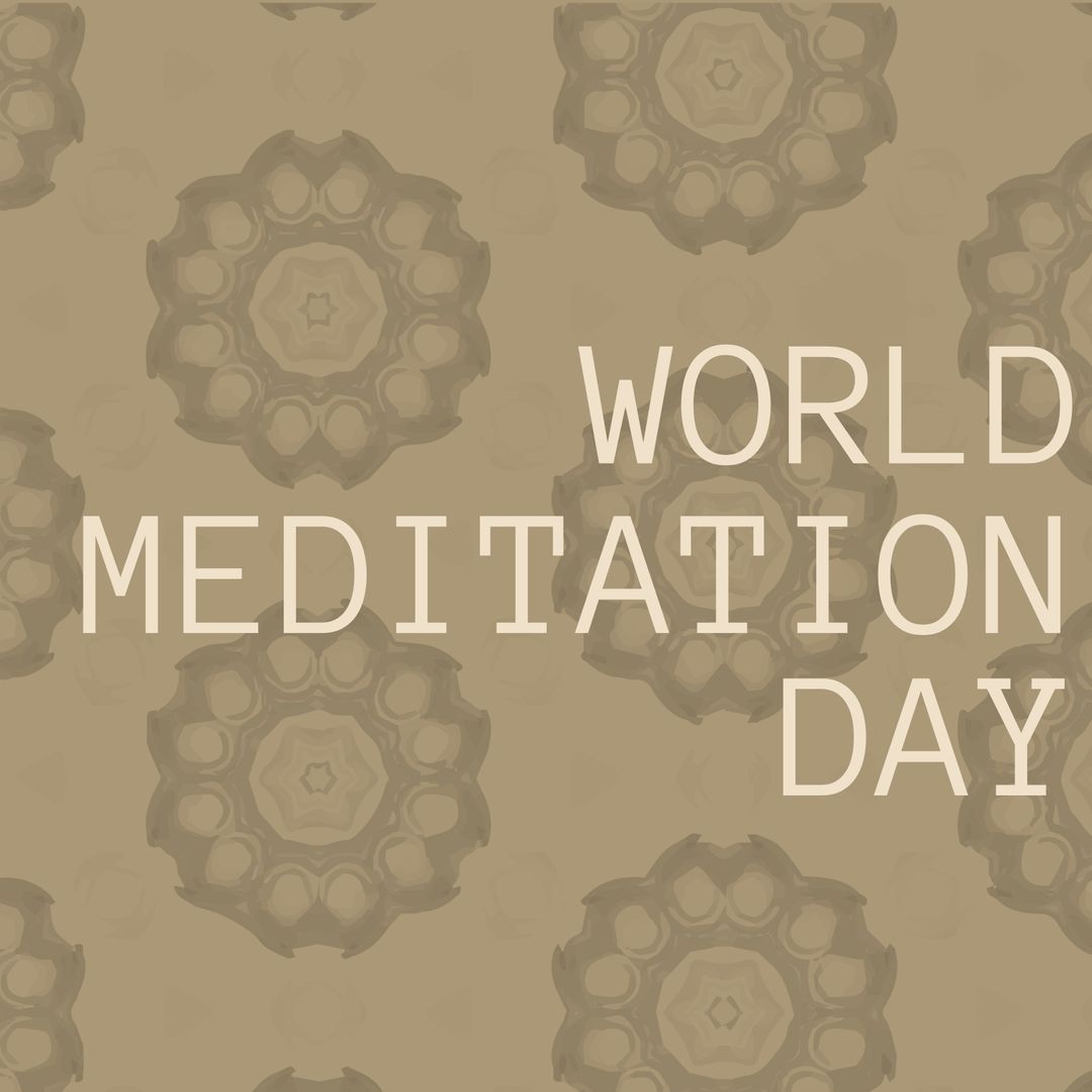 World Meditation Day Concept with Brown Floral Patterns