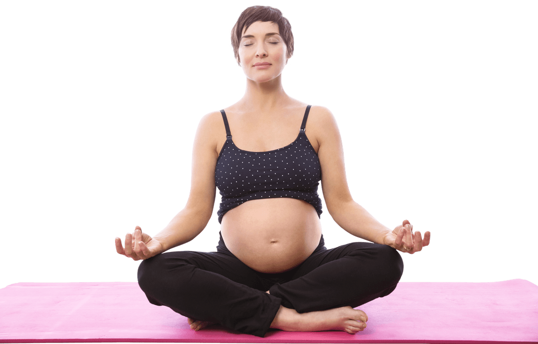 Pregnant Woman Practicing Yoga in Transparent Background